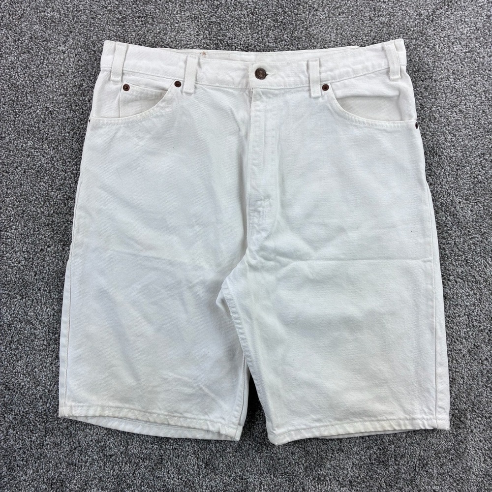 Vintage Levi's 550 Denim Shorts Mens 34 White Wash Orange Tab Relaxed Fit